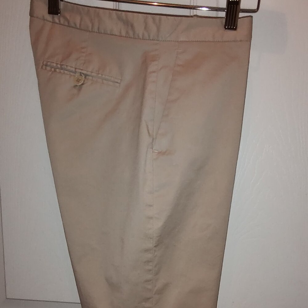 THEORY LADIES SHORTS TAN COTTON SPANDEX FLAT FRONT 4 POCKETS INSEAM 13" SIZE 6